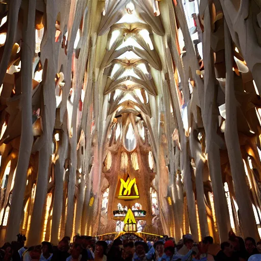 Prompt: Sagrada Familia turned into Mc Donald's