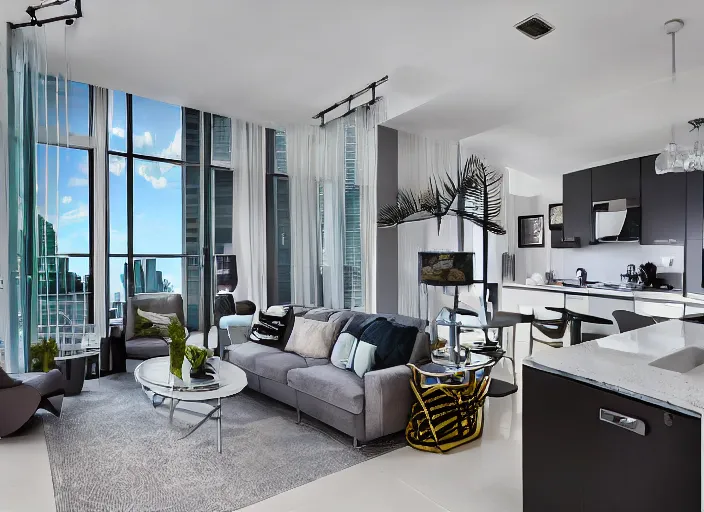Prompt: 8 k photograph of stunning 2 0 2 2 wynwood studio apartment, award winning modern design, gorgeous, designed by michael wolk + deborah dimare