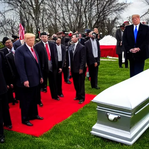 Image similar to donald trump at a funeral for himself