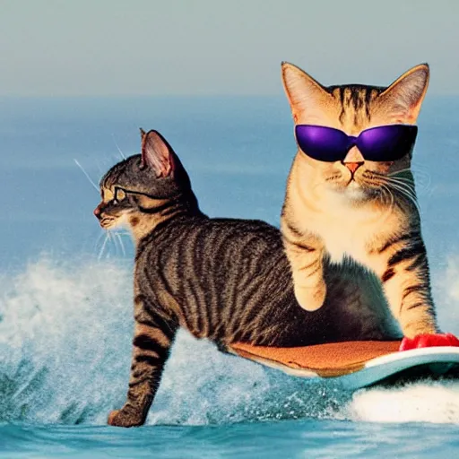 a cat surfing with sunglasses | Stable Diffusion | OpenArt