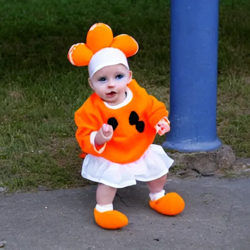 Image similar to cute baby chick dressed as an inmate