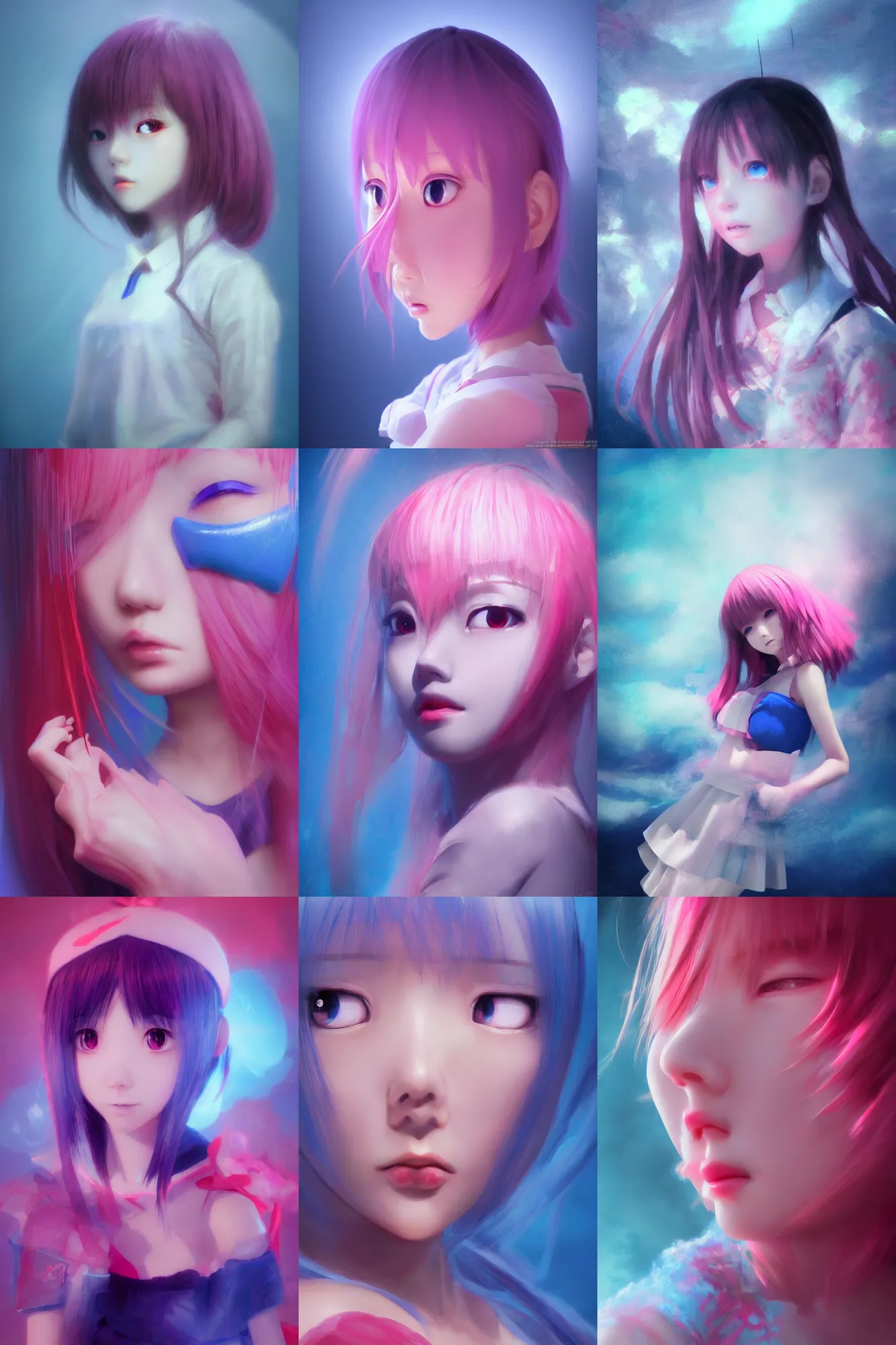 Prompt: 3d infrared octane render concept dreamcore art by D. Jun, by Mo Xiang Tong Xiu, by Igarashi Daisuke, cute beauty minimalist portrait anime school girl under dark pink and blue water. beautiful and cutest face. dramatic deep light, trending on artstation, oil painting brush