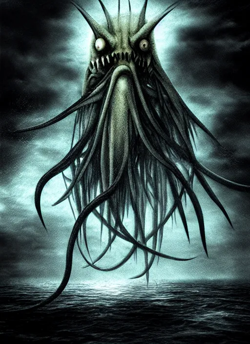 Image similar to bigfin squid, horror style, digital art, monster, ominous underwater environment, dark souls, terrifying, epic surrealism