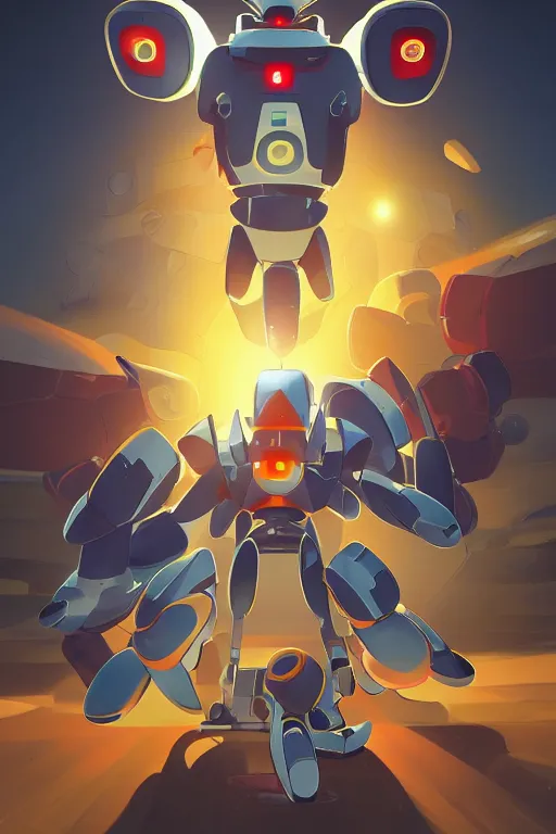 Image similar to metabots medabots medarotto medarot robot minimalist comics, behance hd by jesper ejsing, by rhads, makoto shinkai and lois van baarle, ilya kuvshinov, rossdraws global illumination ray tracing hdr radiating a glowing aura