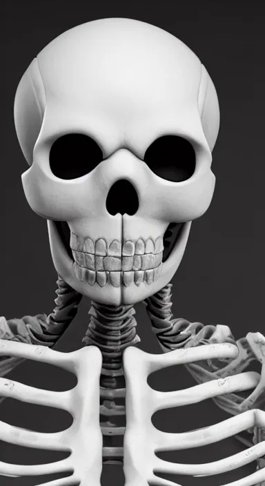 Image similar to Portrait of Sans from Undertale as a real skeleton. Studio lighting, 4K, sigma 85mm
