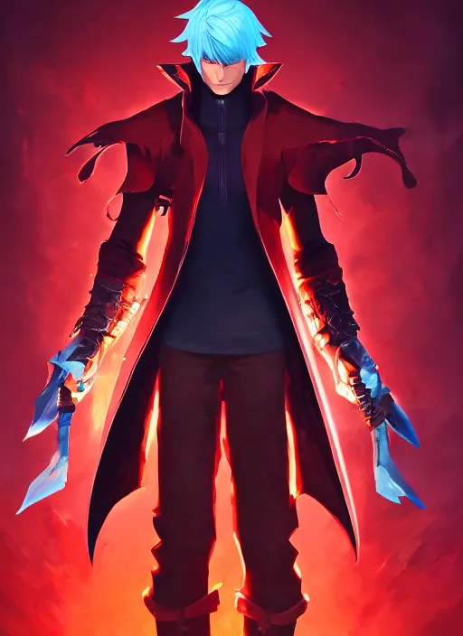 Image similar to dante devil may cry game avatar hero, behance hd by jesper ejsing, by rhads, makoto shinkai and lois van baarle, ilya kuvshinov, rossdraws global illumination