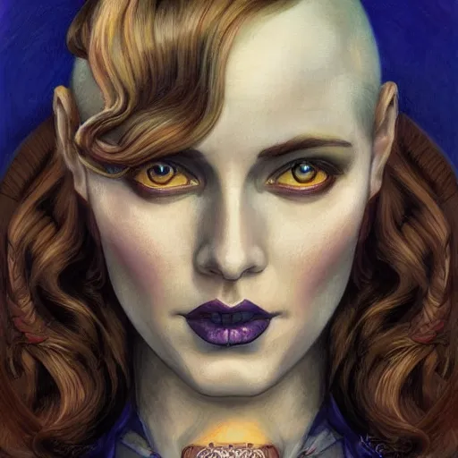 Image similar to an art nouveau, ( streamline moderne ), multi - racial portrait in the style of donato giancola and anna dittmann and charles dulac. very large, clear, expressive, and intelligent eyes. symmetrical, centered, ultrasharp focus, dramatic lighting, photorealistic digital matte painting, intricate ultra detailed background.