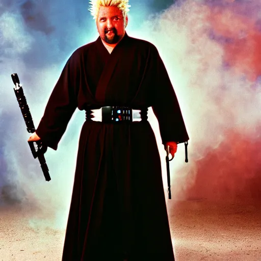 prompthunt: Guy Fieri in Star Wars, Jedi Knight, blue light saber