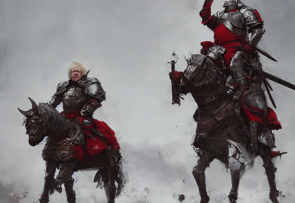 Prompt: boris johnson as a medieval knight, artstation, jakub rozalski, high detail, dramatic lighting