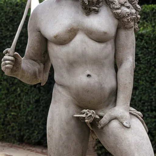 Image similar to Ron Jeremy as the David Statue