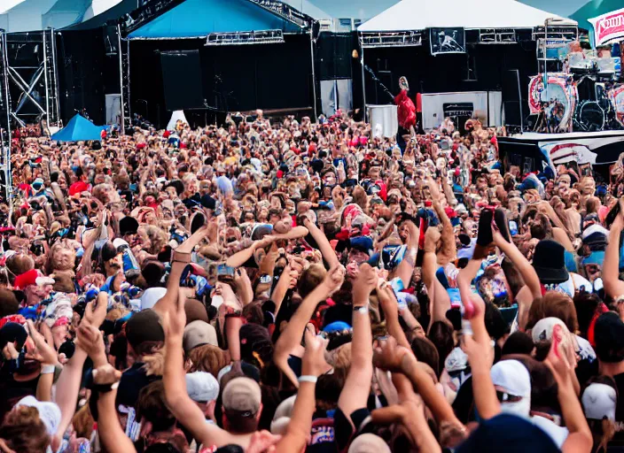 Image similar to photo still of bernie sanders at vans warped tour!!!!!!!! at age 8 0 years old 8 0 years of age!!!!!!! stage diving into a crowd, 8 k, 8 5 mm f 1. 8, studio lighting, rim light, right side key light