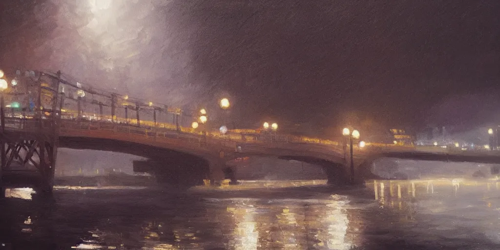 Image similar to bridge, cinematic lighting, detailed oil painting, hyperrealistic, 8k