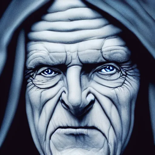 Image similar to portrait of Emperor Palpatine, photorealism, 4k, super detail,