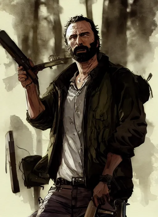 Image similar to portrait, Rick Grimes from The Walking Dead in the South Park universe, watercolor, dramatic lighting, cinematic, establishing shot, extremely high detail, foto realistic, cinematic lighting, digital art, vector, by Yoshitaka Amano, Ruan Jia, Kentaro Miura, Artgerm, post processed, concept art, artstation, matte painting, style by eddie mendoza, raphael lacoste, alex ross