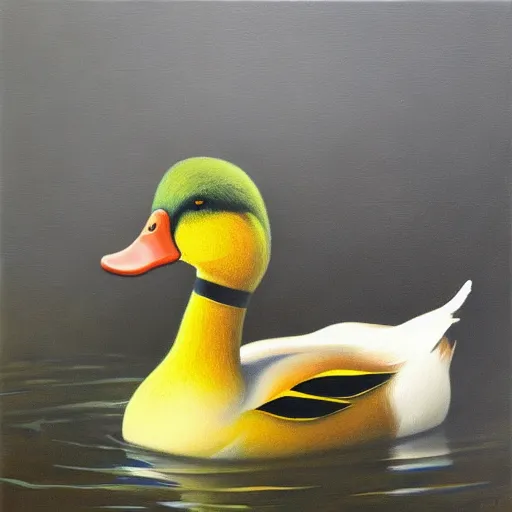 Image similar to a duck on the prowl oil painting bruno pontiroli