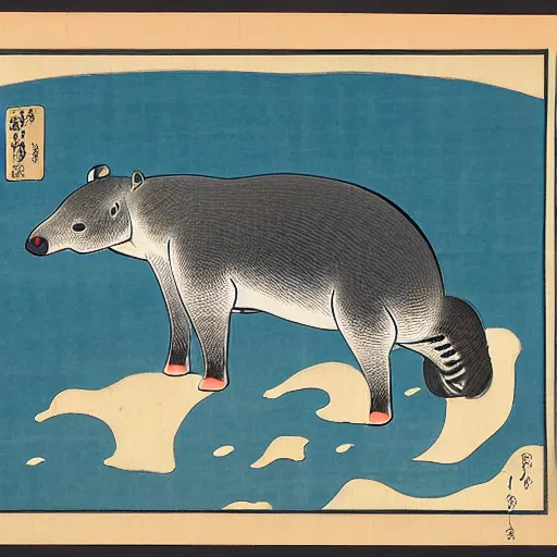 Image similar to ukiyo - e of a tapir in the oberlausitz