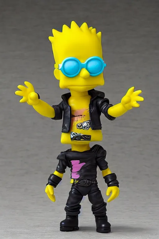 Prompt: collectable cyberpunk bart simpson fantasy statue, d & d, pathfinder nendoroid, funko pop, resin statue, artstation, pinterest, etsy, detailed product photo, 3 / 4 dynamic pose