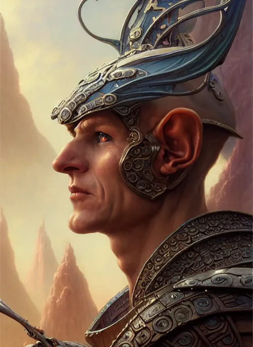 Prompt: a closeup elf warrior fantasy character portrait, ultra realistic, wide angle, intricate details, the fifth element artifacts, highly detailed by peter mohrbacher, hajime sorayama, wayne barlowe, boris vallejo, aaron horkey, gaston bussiere, craig mullins