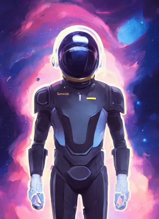 Prompt: handsome black male in a futuristic spacesuit in front of exploding nebulae, 2d game fanart behance hd by Jesper Ejsing, by RHADS, Makoto Shinkai and Lois van baarle, ilya kuvshinov, rossdraws global illumination