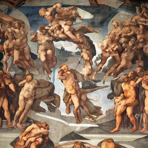 Image similar to the second world war, represented by michelangelo in the sistine chapel