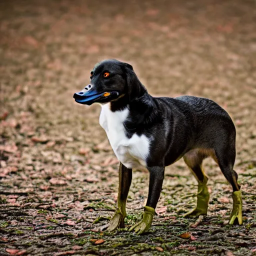 Image similar to hybrid of a duck and a dog, 35mm, F1.8