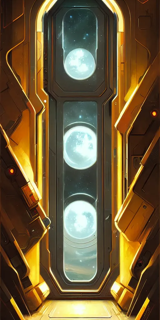 Image similar to hyper realistic art - deco sci - fi double door by jordan grimmer, darek zabrocki