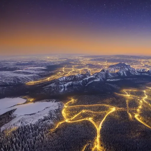 Prompt: a highly detailed photo of alberta wilderness at night, 4 k high - resolution photograph, ultra detail, hd photo