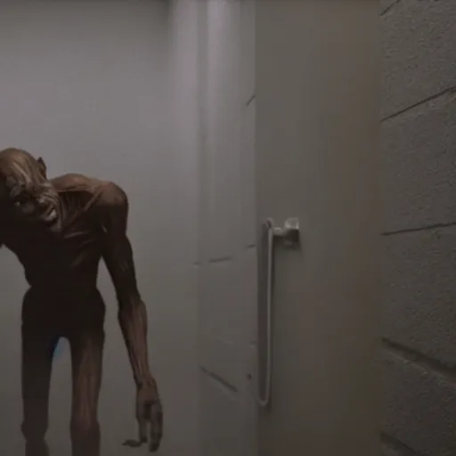 Prompt: A gangly humanoid monster running towards a person sleeping in a bed, Horror Movie Trailer Screenshot, Jump Scare, Cinematic Lighting, Oscar Winner