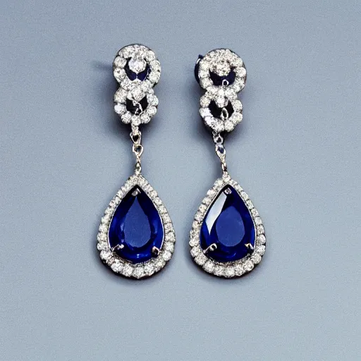 Image similar to teardrop sapphire earrings with diamond accent. 1 9 2 0's, flapper, great gatsby