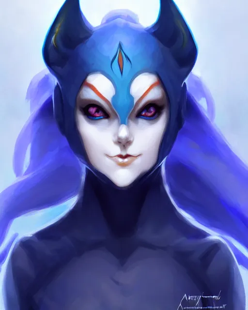 Prompt: character concept art of midna | | cute - fine - face, pretty face, blue skin, realistic shaded perfect face, fine details by stanley artgerm lau, wlop, rossdraws, james jean, andrei riabovitchev, marc simonetti, and sakimichan, tranding on artstation