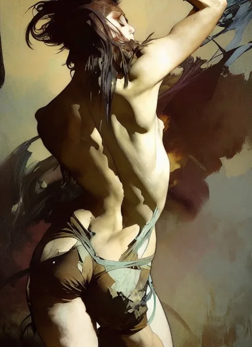 Image similar to beautiful neutral earth toned palette knife painting artwork by yoji shinkawa jeremy mann, dancer, charlie bowater and magali villeneuve and alphonse mucha, gaston bussiere, craig mullins, j. c. leyendecker, by artgerm