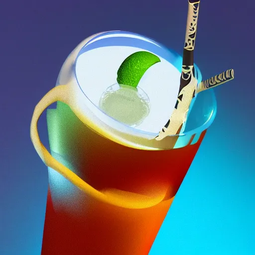 Image similar to close - up of white reneissance head holding a coctail, colorful coctail, digital painting, 3 d render, above the waist