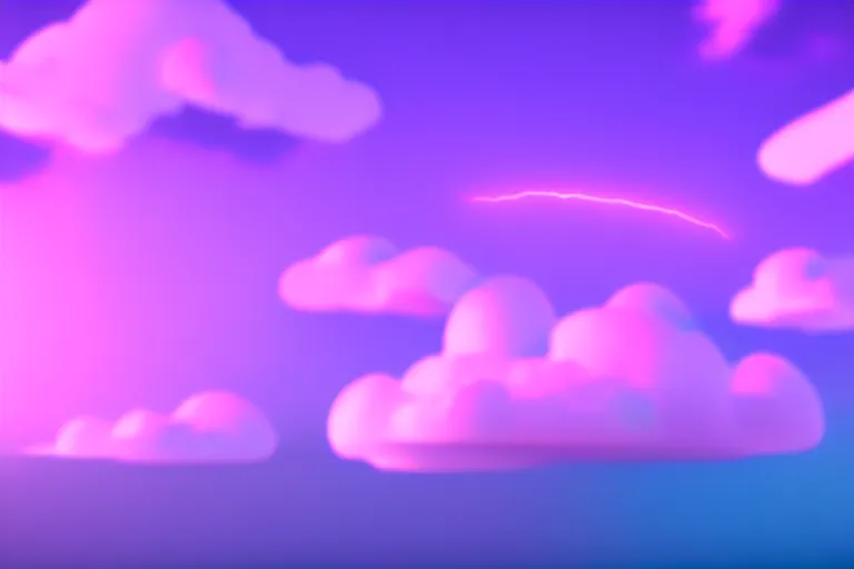 Image similar to huge purple diamond hovering in lavender clouds, turquoise horizon, smooth gradients, octane render, 8 k, volumetric lightning