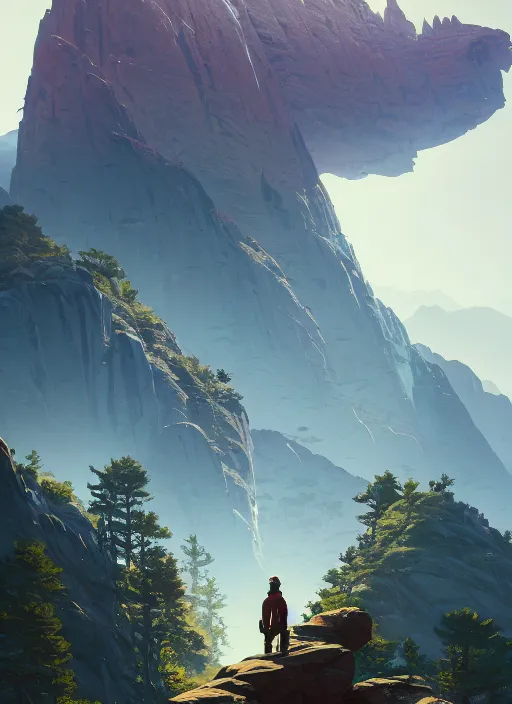 Image similar to highly detailed portrait mountain in gta v, stephen bliss, unreal engine, fantasy art by greg rutkowski, loish, rhads, ferdinand knab, makoto shinkai and lois van baarle, ilya kuvshinov, rossdraws, tom bagshaw, global illumination, radiant light, detailed and intricate environment