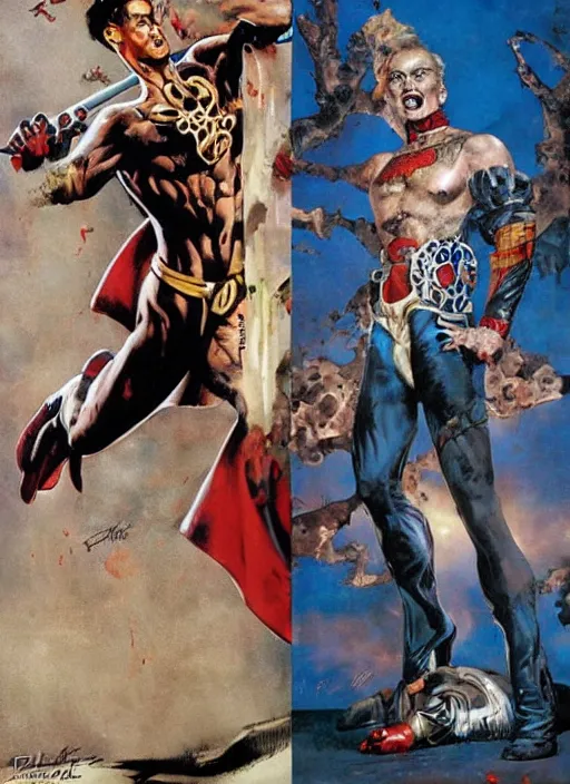 Image similar to full body and head portrait of udo kier as marvel sandman, dynamic action, painted by norman rockwell and phil hale and greg staples and tom lovell and frank schoonover and jack kirby