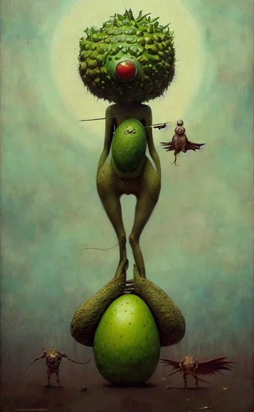 Image similar to imaginative anthro avocado creature painting by chiara bautista, beksinski and norman rockwell and greg rutkowski weta studio, tom bagshaw and lucasfilm