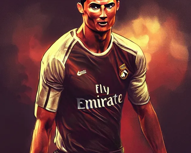 Image similar to A strong magician who looks like cristiano ronaldo, fantasy art, in the style of tony start, illustration, epic, fantasy, intricate, elgant, amazing detail, digital painting, artstation, concept art, smooth, sharp focus