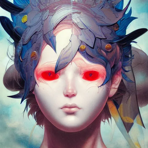 Image similar to prompt : fighter portrait soft light painted by james jean and katsuhiro otomo and erik jones, inspired by evangeleon anime, smooth face feature, intricate oil painting, high detail illustration, sharp high detail, manga and anime 1 9 9 0