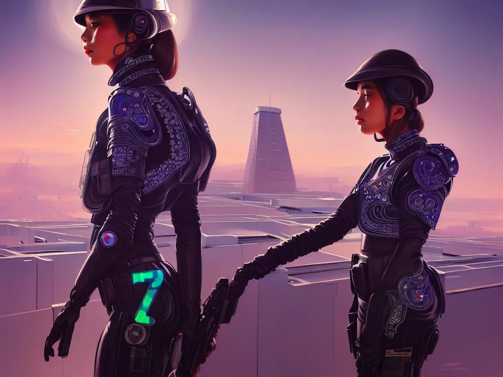 Image similar to portrait futuristic mexico police uniform girl, at future neon light rooftop, ssci - fi and fantasy, intricate and very very beautiful and elegant, highly detailed, digital painting, artstation, concept art, smooth and sharp focus, illustration, art by tan zi and ayanamikodon and alphonse mucha and wlop