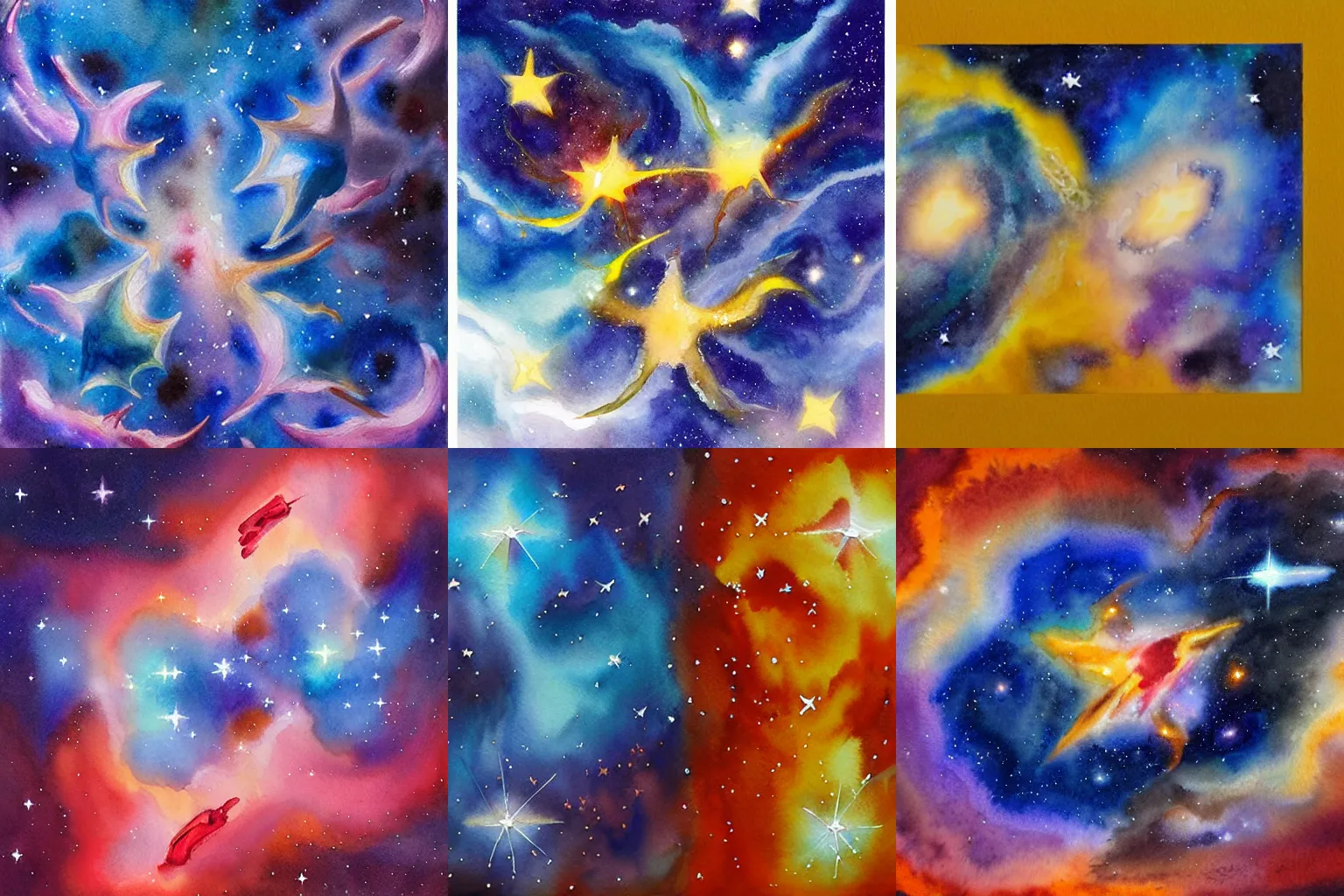 Prompt: gemini star formation, artstation, 4k watercolour oil painting