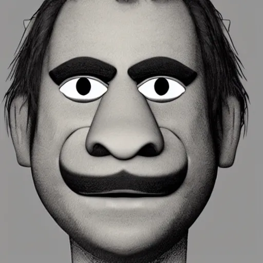 Prompt: facial composite sketch of a wanted muppet