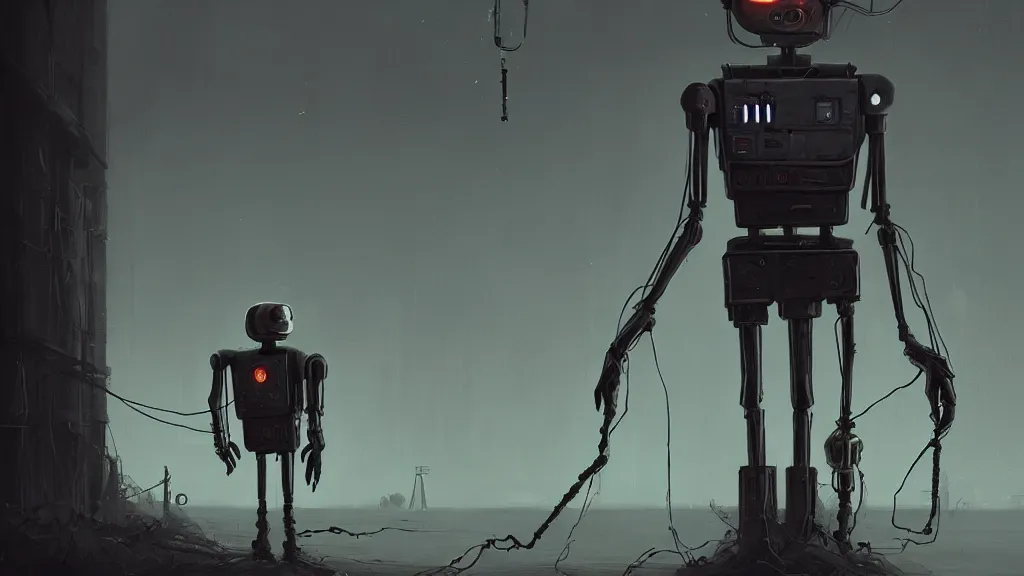 Image similar to realistic human android character, the puppeteer with long needle fingers, dark industrial background, simon stalenhag, featured on artstation, cinematic, elegant, intricate