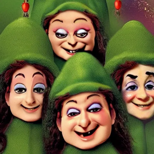 Image similar to the keebler elves with sinister faces