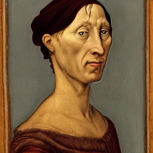 Image similar to renaissance character portrait of an alien