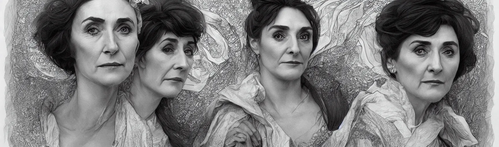 Image similar to amazing lifelike award winning pencil illustration of easy Enders dot cotton June brown in a laundrette trending on art station artgerm Greg rutkowski alphonse mucha cinematic