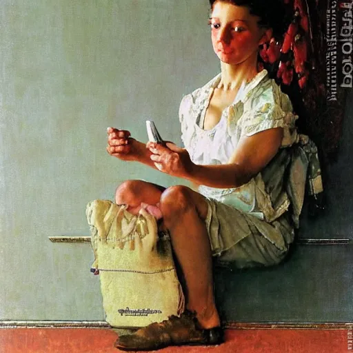 Image similar to portrait of a beautiful woman by norman rockwell