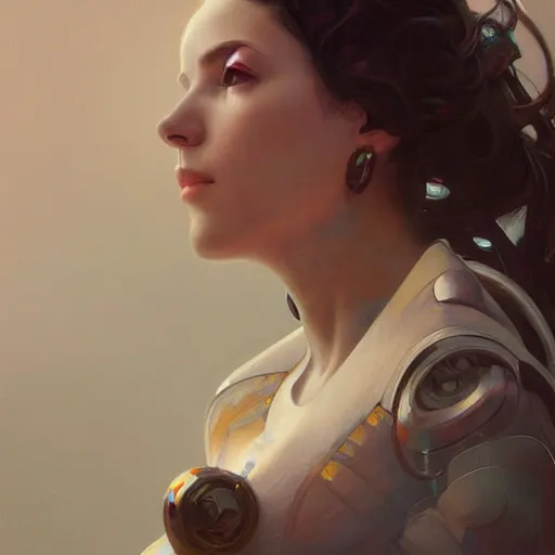 Image similar to a portrait of Robot painting, highly detailed, digital painting, artstation, concept art, sharp focus, illustration, art by artgerm and greg rutkowski and alphonse mucha