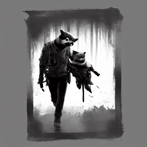 Prompt: 🦝 walking dead game telltale, gigachad black and white trending on artstation, painted by greg rutkowski