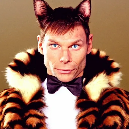 Image similar to 📷 john partridge as rum tum tugger, spike collar, fluffy neck, cats 1 9 9 8 musical 🎶