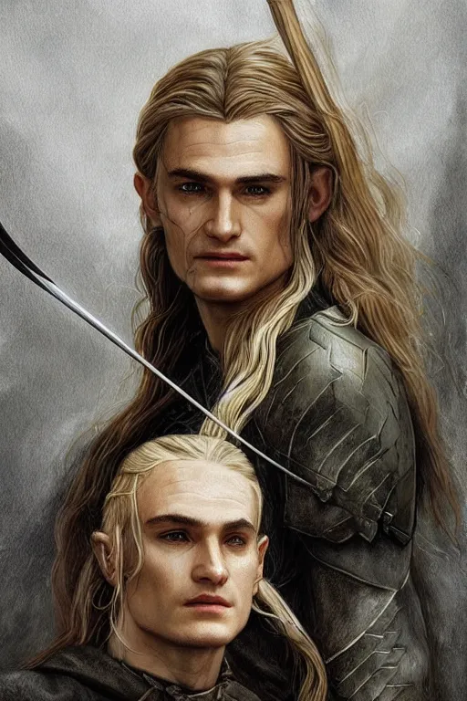 Image similar to Legolas from Lord of the Rings, diffuse lighting, fantasy, intricate, elegant, highly detailed, lifelike, photorealistic, digital painting, artstation, illustration, concept art, smooth, sharp focus, art by John Collier and Albert Aublet and Krenz Cushart and Artem Demura and Alphonse Mucha